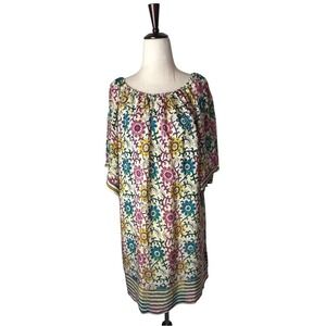 Tolani Dress Women Medium Ivory Silk Floral‎ Off The Shoulder Mini Bohemian Boho